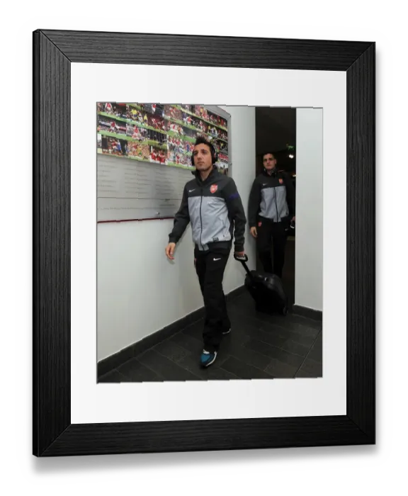 Framed Print : Santi Cazorla and Vito Mannone (Arsenal). Arsenal 0: 0 Everton. Barclays Premier League Framed Print : Santi Cazorla and Vito Mannone (Arsenal). Arsenal 0: 0 Everton. Barclays Premier League