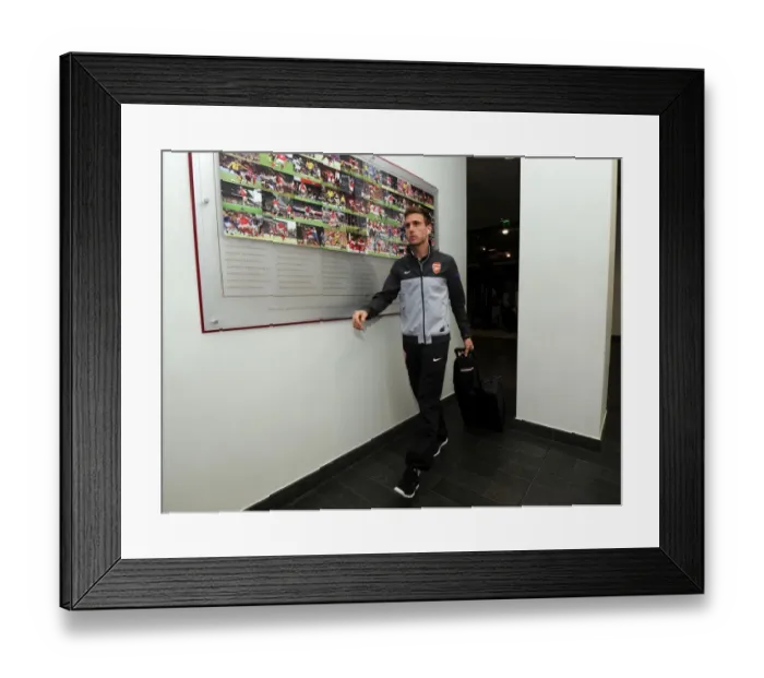 Framed Print : Nacho Monreal Approaches Emirates Stadium: Arsenal vs Everton, Premier League 2012-13