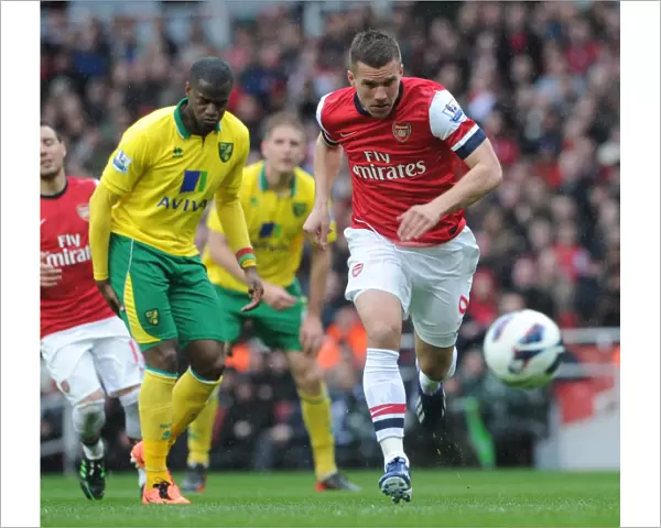 Lukas Podolski (Arsenal). Arsenal 3: 1 Norwich City. Barclays Premier League. Emirates Stadium