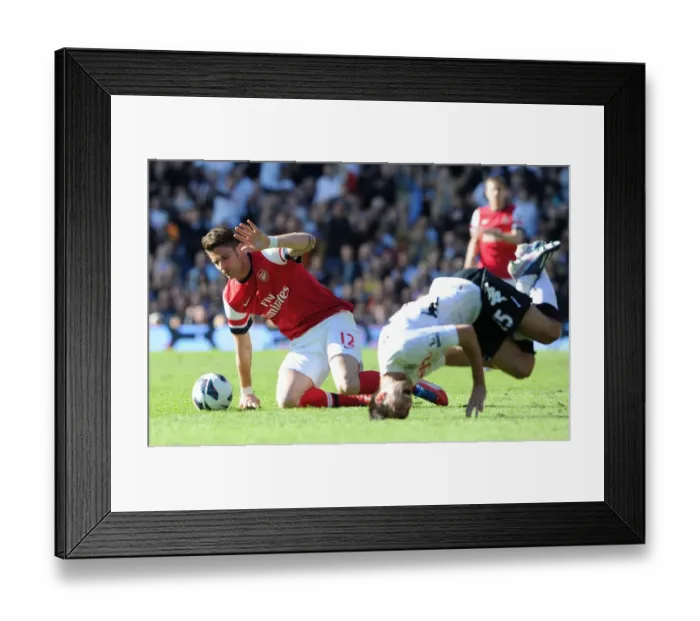 Framed Print : Olivier Giroud vs. Stanislav Manolev: Red Card Drama at Fulham vs. Arsenal (2013)