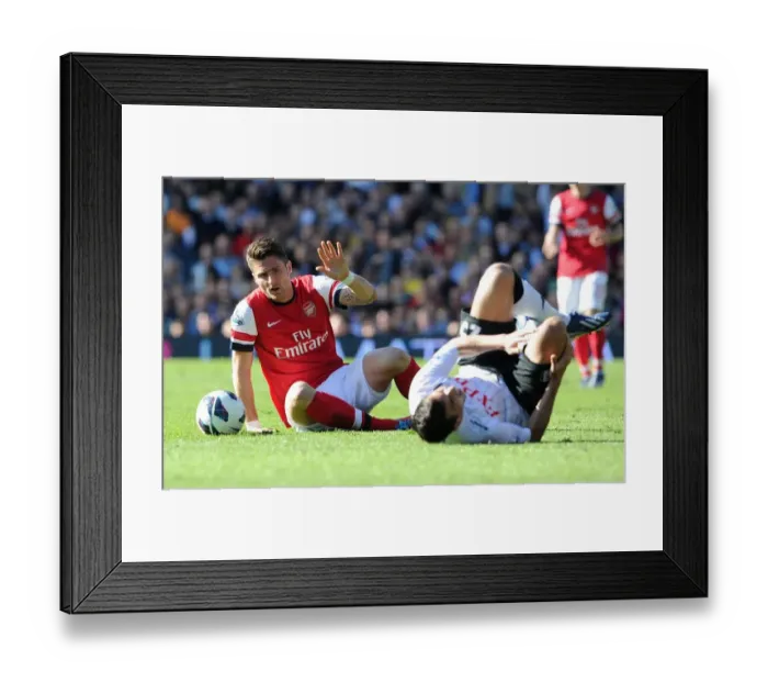 Framed Print : Olivier Giroud's Red Card Controversy: Fulham vs. Arsenal, Premier League 2012-13