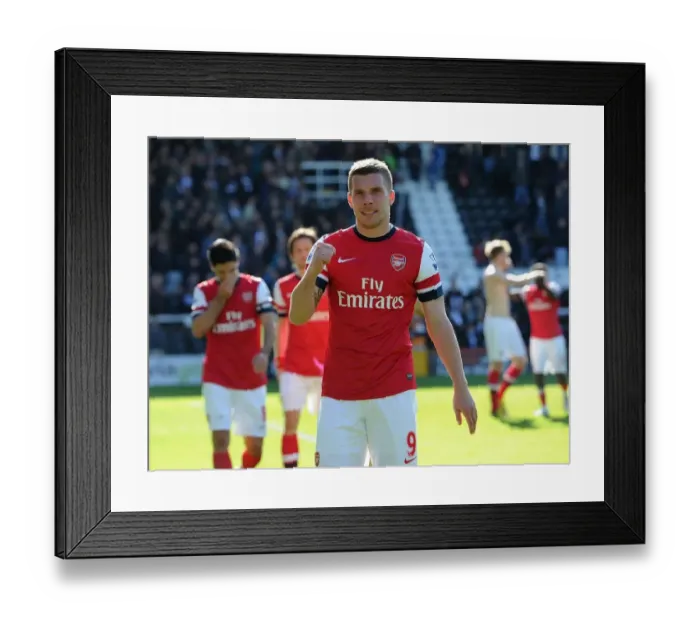 Framed Print : Lukas Podolski's Celebration: Fulham vs. Arsenal, Premier League 2012-13 Framed Print : Lukas Podolski's Celebration: Fulham vs. Arsenal, Premier League 2012-13