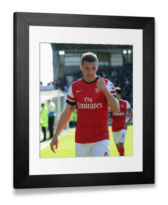 Framed Print : Lukas Podolski's Goal Celebration: Arsenal's Victory at Fulham (April 2013) Framed Print : Lukas Podolski's Goal Celebration: Arsenal's Victory at Fulham (April 2013)