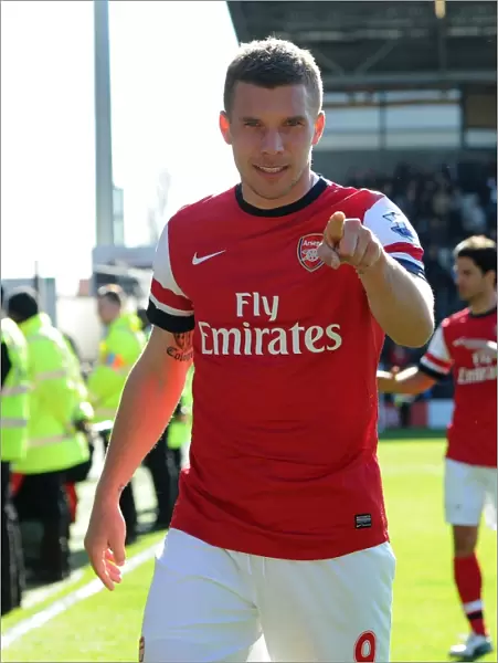 Lukas Podolski (Arsenal) at the end of the match. Fulham 0: 1 Arsenal. Barclays Premier League