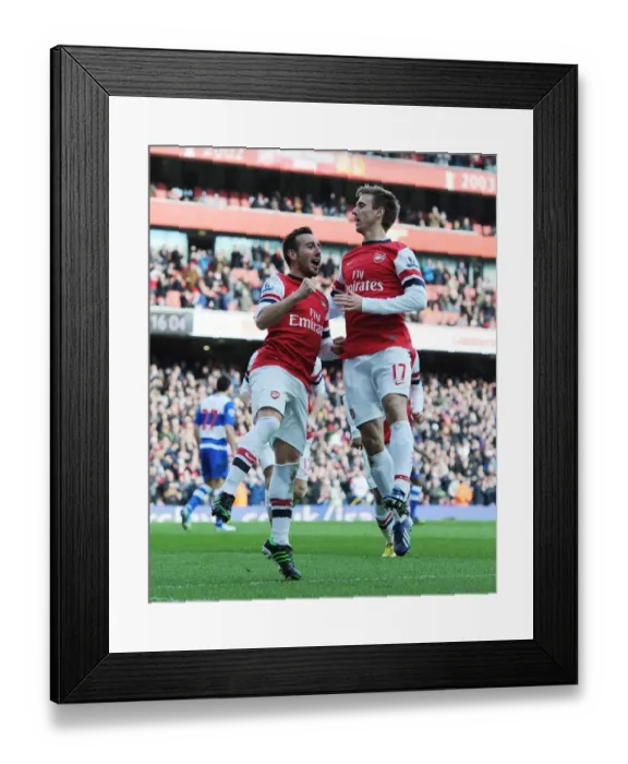 Framed Print : Santi Cazorla and Nacho Monreal's Unforgettable Victory: Arsenal's Glorious Moment Against Reading (2012-13)