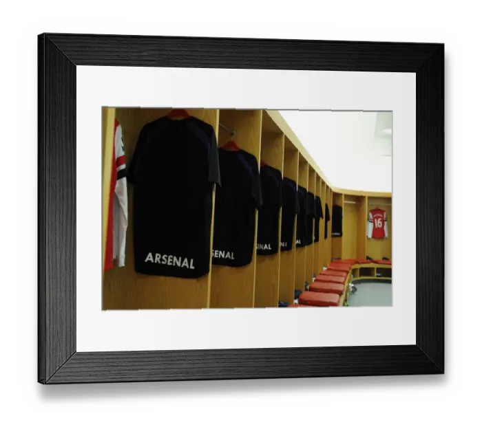 Framed Print : Exclusive Look: Arsenal Home Changing Room Before a Premier League Match Framed Print : Exclusive Look: Arsenal Home Changing Room Before a Premier League Match