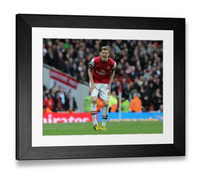Framed Print : Per Mertesacker in Action: Arsenal vs Manchester United, 1:1 Draw, Barclays Premier League, Emirates Stadium, 2013 Framed Print : Per Mertesacker in Action: Arsenal vs Manchester United, 1:1 Draw, Barclays Premier League, Emirates Stadium, 2013