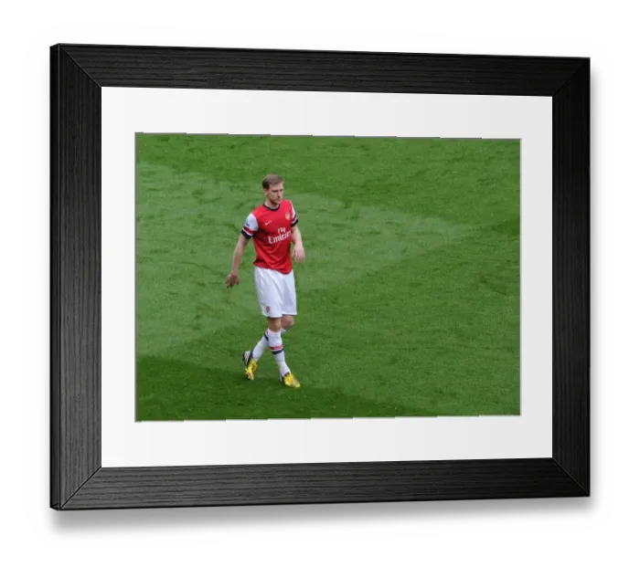 Framed Print : Per Mertesacker (Arsenal). Arsenal 1: 1 Manchester United. Barclays Premier League Framed Print : Per Mertesacker (Arsenal). Arsenal 1: 1 Manchester United. Barclays Premier League