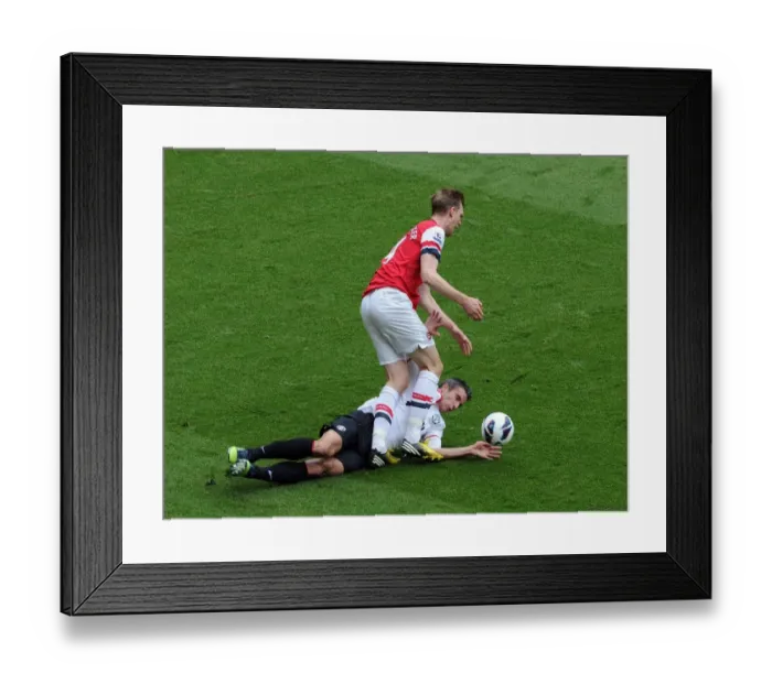 Framed Print : Clash of the Former Teammates: Mertesacker vs. van Persie, Arsenal vs. Manchester United, 2013