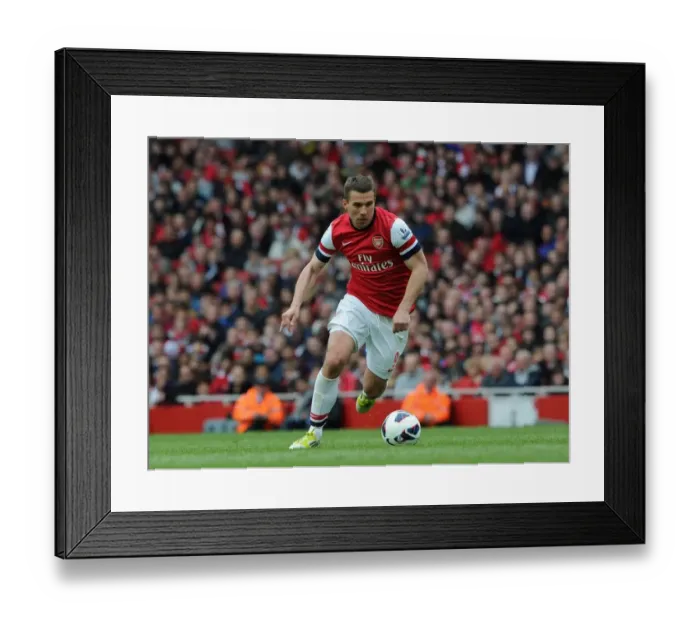 Framed Print : Lukas Podolski (Arsenal). Arsenal 1: 1 Manchester United. Barclays Premier League