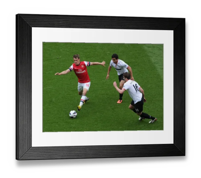 Framed Print : Intense Rivalry: Ramsey vs Rafael & Carrick - Arsenal vs Manchester United (2012-13) - The Battle in Midfield