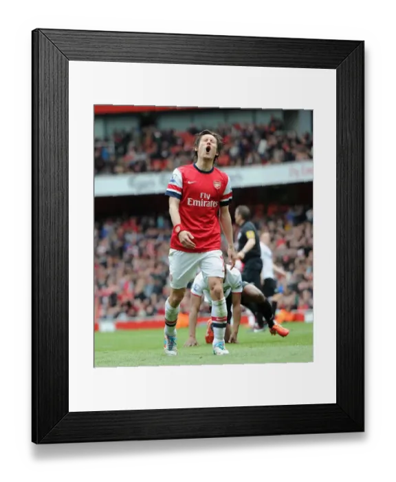 Framed Print : Frustration on the Field: Tomas Rosicky's Emotional Moment at Arsenal vs Manchester United (2012-13)