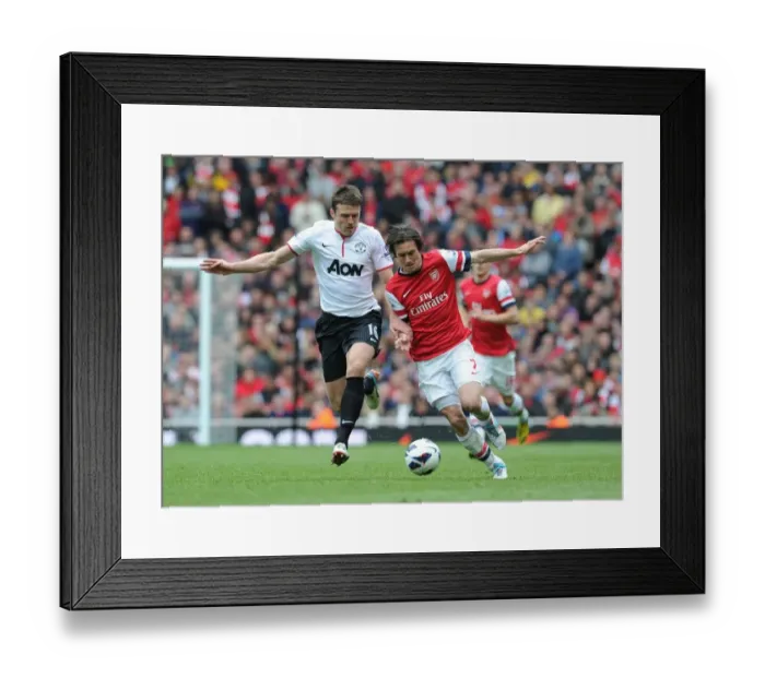 Framed Print : Clash of Midfield Maestros: Rosicky vs Carrick (Arsenal vs Manchester United, 2012-13)