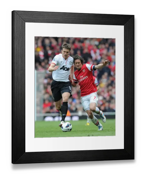Framed Print : Clash of Midfield Titans: Rosicky vs. Carrick (Arsenal vs. Manchester United, 2012-13)