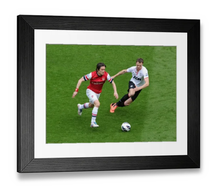 Framed Print : Clash of Champions: Rosicky vs. Evans - Arsenal vs. Manchester United, Premier League 2012-13