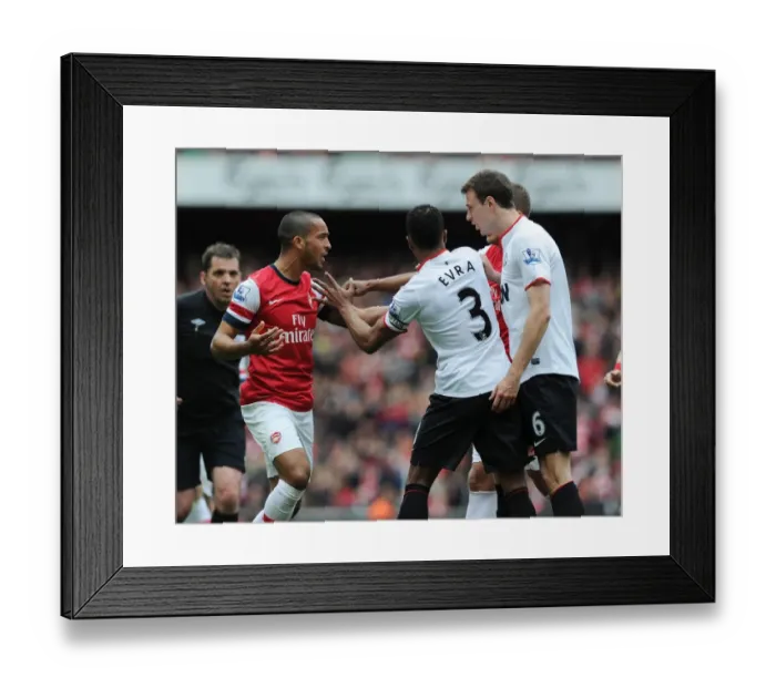 Framed Print : Clash of Titans: Walcott vs. Evra - Arsenal vs. Manchester United (2012-13)