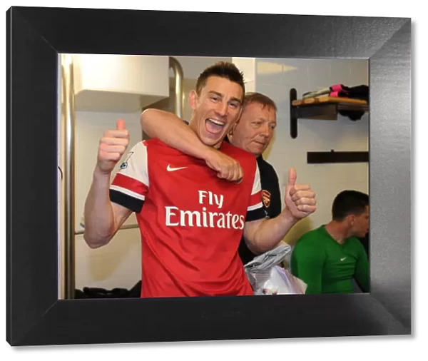 Arsenal's Victory Celebration: Laurent Koscielny and Vic Akers at St. James Park (Newcastle United vs Arsenal, 2012-13)