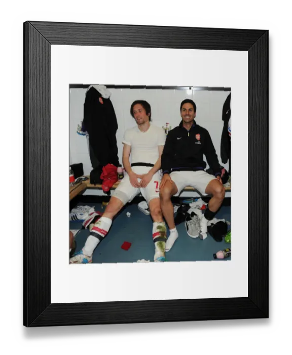 Framed Print : Arsenal's Rosicky and Arteta Celebrate Victory Over Newcastle United (2012-13)