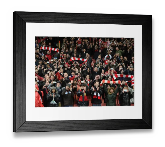 Framed Print : Arsenal vs Wigan Athletic: Passionate Arsenal Fans at Emirates Stadium, Premier League 2012-13