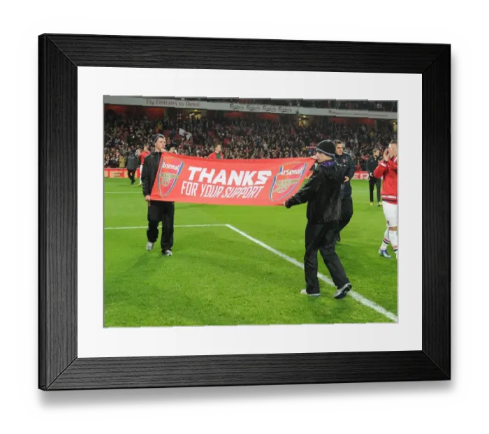 Framed Print : Arsenal Ballboys Celebrate Victory: Arsenal vs. Wigan Athletic, Premier League (2012-13)
