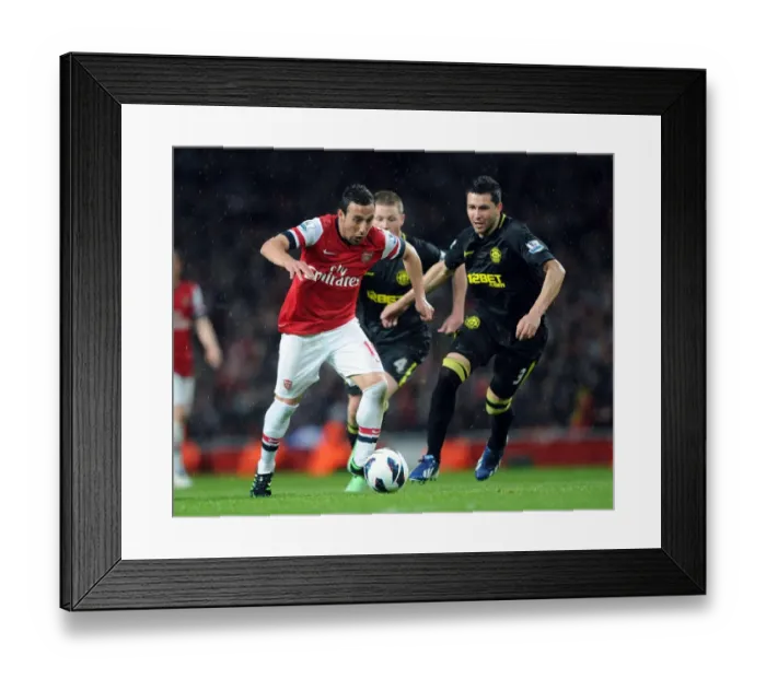Framed Print : Arsenal's Santi Cazorla Scores in 4-1 Victory over Wigan Athletic in the Premier League