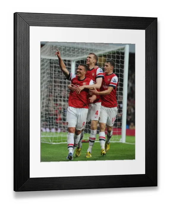 Framed Print : Celebrating a Goal: Podolski, Mertesacker, and Ramsey (Arsenal vs. Wigan Athletic, 2012-13) Framed Print : Celebrating a Goal: Podolski, Mertesacker, and Ramsey (Arsenal vs. Wigan Athletic, 2012-13)