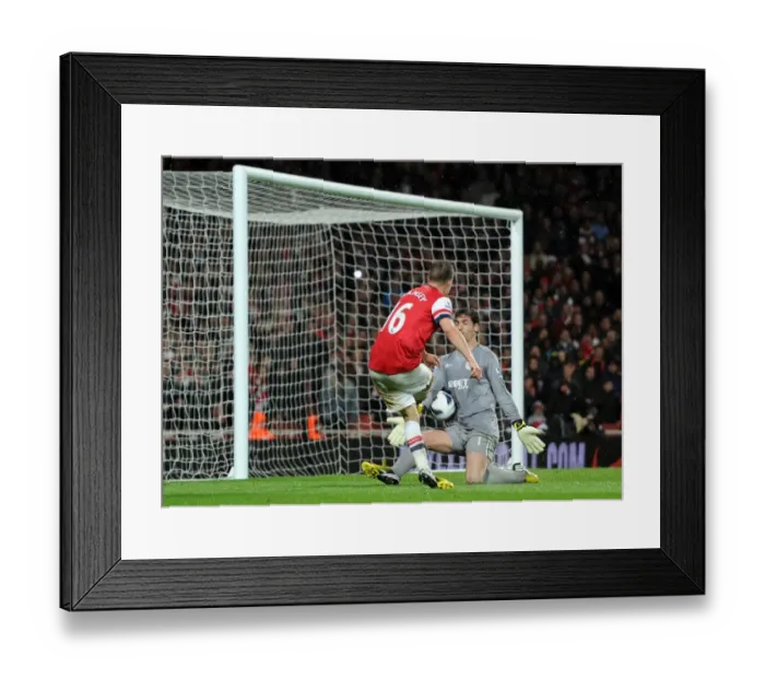 Framed Print : Arsenal's Aaron Ramsey Scores the Fourth Goal Against Wigan Athletic in the Premier League, Securing a 4:1 Victory at Emirates Stadium, May 14, 2013 Framed Print : Arsenal's Aaron Ramsey Scores the Fourth Goal Against Wigan Athletic in the Premier League, Securing a 4:1 Victory at Emirates Stadium, May 14, 2013