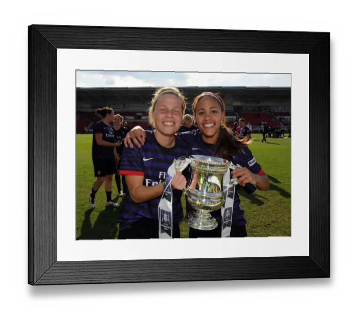 Framed Print : Arsenal Ladies Celebrate FA Women's Cup Victory: Gilly Flaherty and Alex Scott with the Trophy Framed Print : Arsenal Ladies Celebrate FA Women's Cup Victory: Gilly Flaherty and Alex Scott with the Trophy