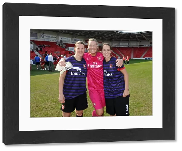 Ciara Grant, Emma Byrne and Yvonne Tracy (Arsenal). Arsenal Ladies 3: 0 Bristol Academy