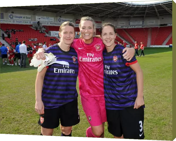 Ciara Grant, Emma Byrne and Yvonne Tracy (Arsenal). Arsenal Ladies 3: 0 Bristol Academy