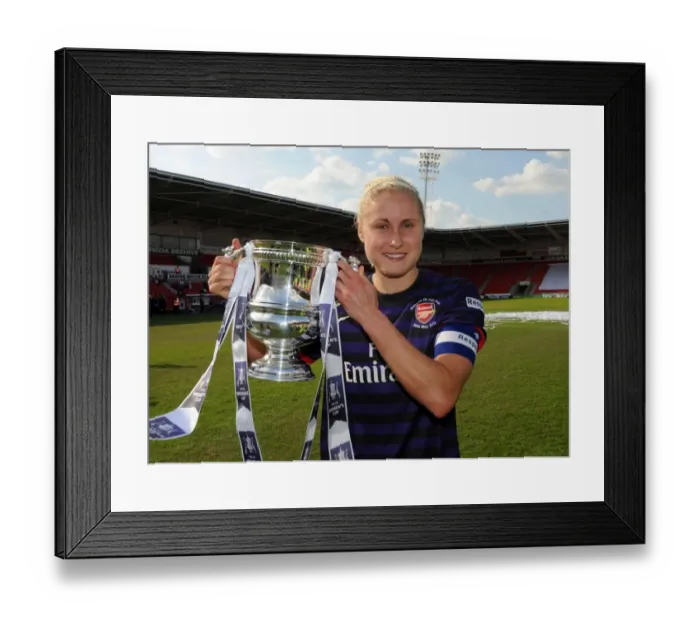 Framed Print : Arsenal's Steph Houghton Lifts FA Womens Cup After Victory Over Bristol Academy Framed Print : Arsenal's Steph Houghton Lifts FA Womens Cup After Victory Over Bristol Academy