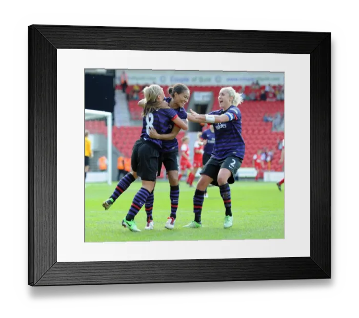 Framed Print : Jordan Nobbs celebrates scoring Arsenals 2nd goal with Rachel Yankey and Steph Houghton Framed Print : Jordan Nobbs celebrates scoring Arsenals 2nd goal with Rachel Yankey and Steph Houghton