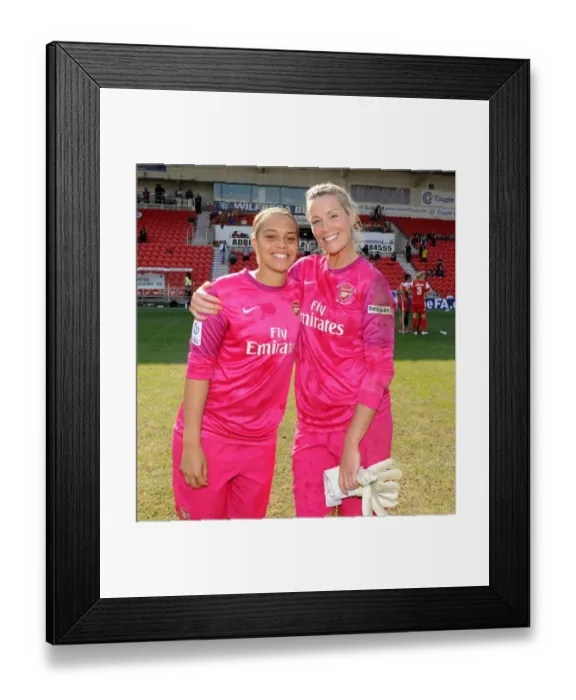 Framed Print : Rebecca Spencer and Emma Byrne (Arsenal). Arsenal Ladies 3: 0 Bristol Academy. Womens FA Cup Final Framed Print : Rebecca Spencer and Emma Byrne (Arsenal). Arsenal Ladies 3: 0 Bristol Academy. Womens FA Cup Final