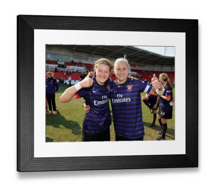 Framed Print : Arsenal Ladies Celebrate FA Women's Cup Victory: Ellen White and Steph Houghton's Embrace of Triumph