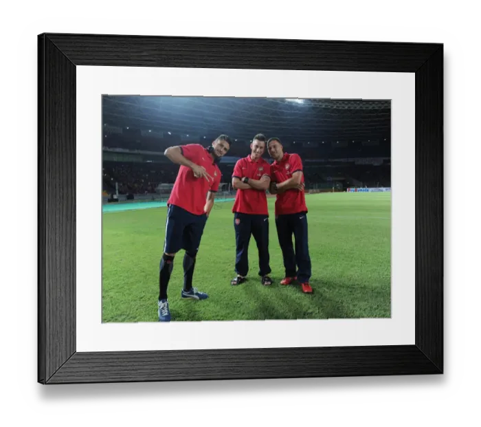 Framed Print : Olivier Giroud, Laurent Koscilny and Lukas Podolski (Arsenal). Indonesia Dream Team 0: 7 Arsenal