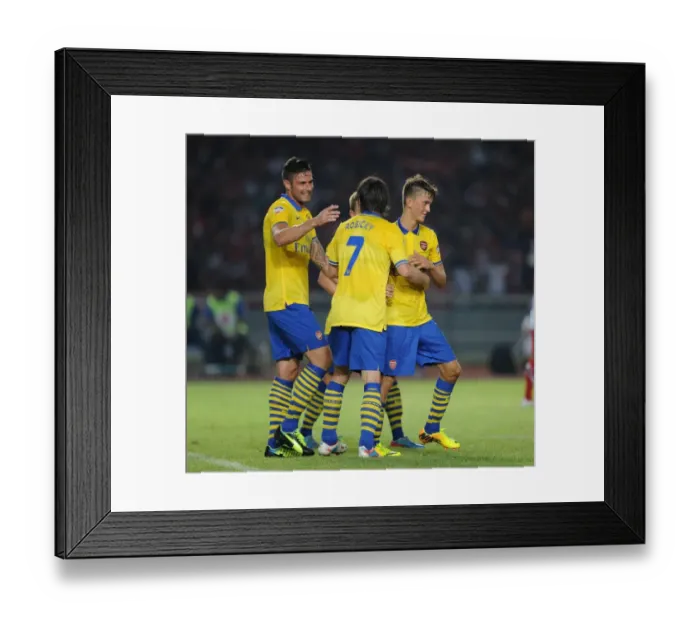 Framed Print : Arsenal's Olsson, Rosicky, and Giroud Celebrate Goal Against Indonesia All-Stars Framed Print : Arsenal's Olsson, Rosicky, and Giroud Celebrate Goal Against Indonesia All-Stars