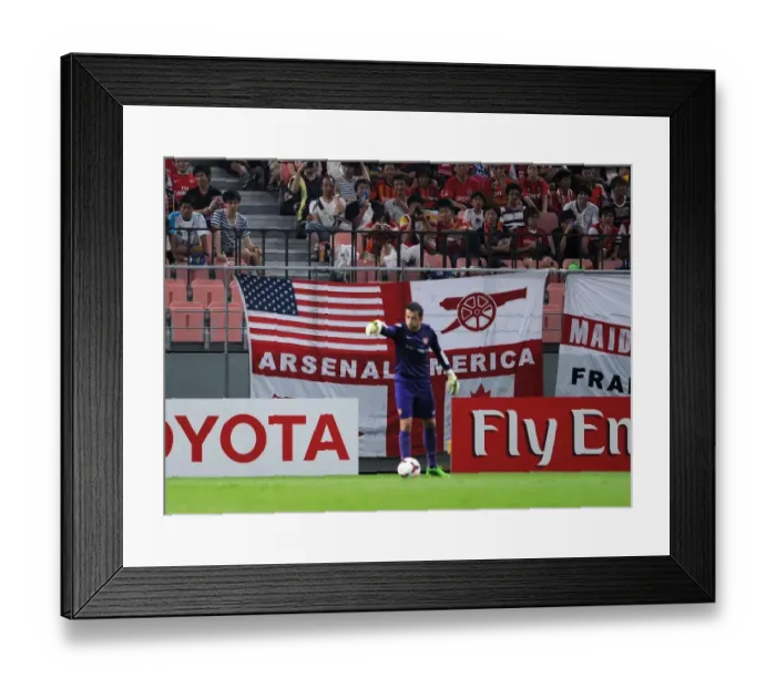 Framed Print : Arsenal America banner. Nagoya Grampus 1: 3 Arsenal. Pre Season Friendly. Arsenal