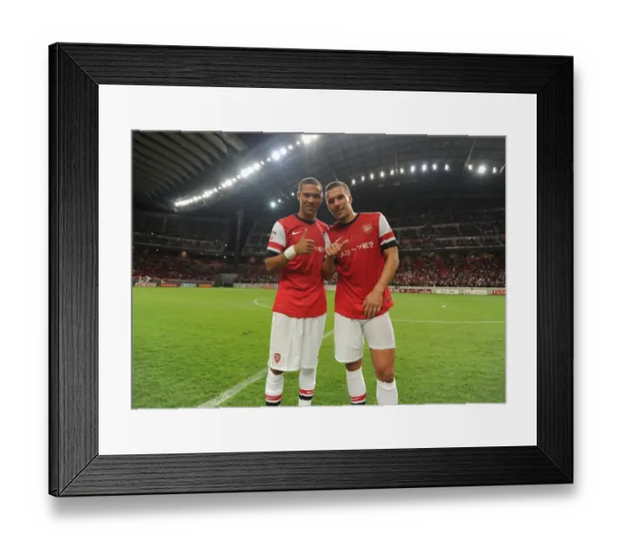 Framed Print : Arsenal's Kieran Gibbs and Lukas Podolski Post-Match at Nagoya Grampus, 2013 Framed Print : Arsenal's Kieran Gibbs and Lukas Podolski Post-Match at Nagoya Grampus, 2013