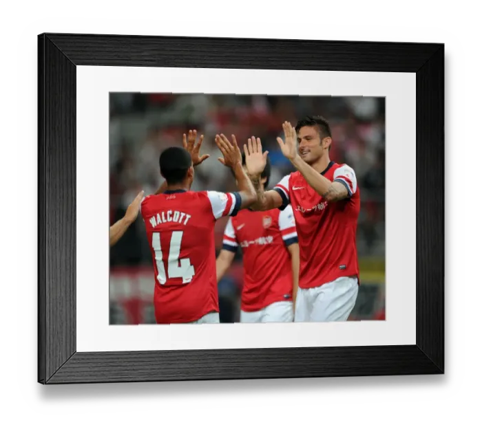 Framed Print : Olivier Giroud and Theo Walcott Celebrate Arsenal's First Goal in Nagoya Grampus Match, 2013