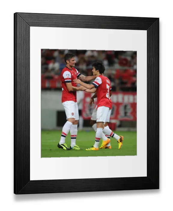 Framed Print : Arsenal's Miyaichi and Giroud Celebrate Goals in Nagoya Grampus Match, 2013 Framed Print : Arsenal's Miyaichi and Giroud Celebrate Goals in Nagoya Grampus Match, 2013