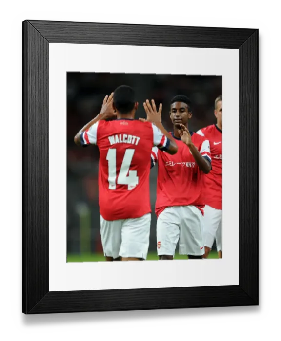 Framed Print : Theo Walcott and Gedion Zelalem Celebrate Goal for Arsenal against Nagoya Grampus in Japan, 2013