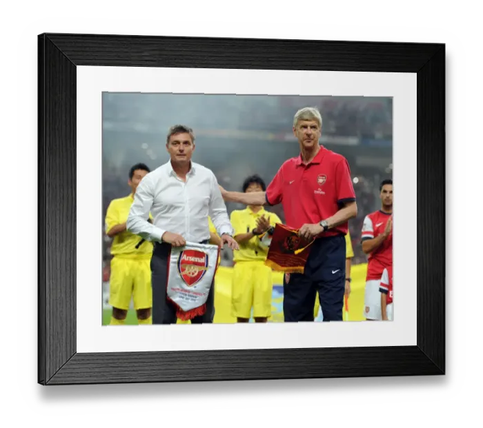 Framed Print : Arsene Wenger and Dragan Stojkovic Exchange Pennants Before Nagoya Grampus vs. Arsenal Match, 2013 Framed Print : Arsene Wenger and Dragan Stojkovic Exchange Pennants Before Nagoya Grampus vs. Arsenal Match, 2013