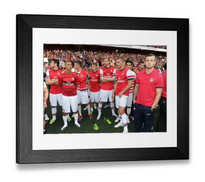 Framed Print : Arsenal Squad Gather Before Emirates Cup Match Against Galatasaray (2013-14)