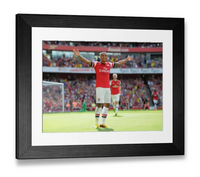 Framed Print : Theo Walcott's Goal Celebration: Arsenal vs. Galatasaray, Emirates Cup 2013