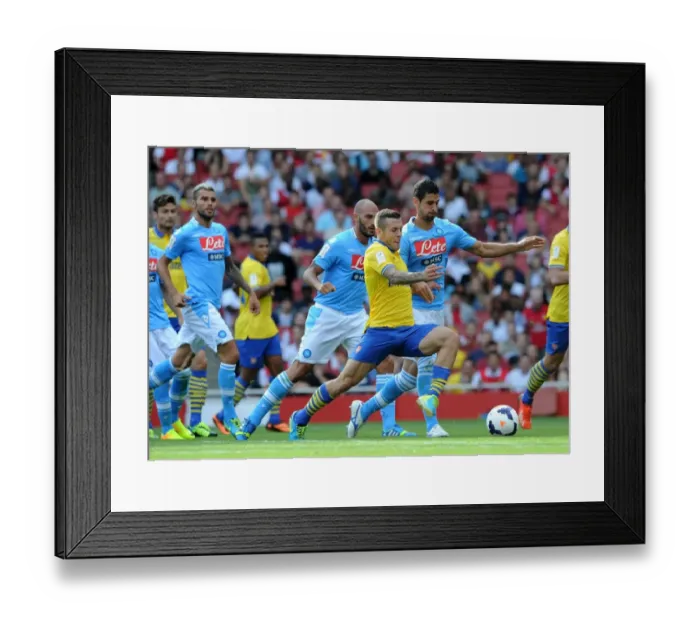 Framed Print : Arsenal's Jack Wilshere Clashes with Napoli's Christian Maggio in the 2013-14 Emirates Cup