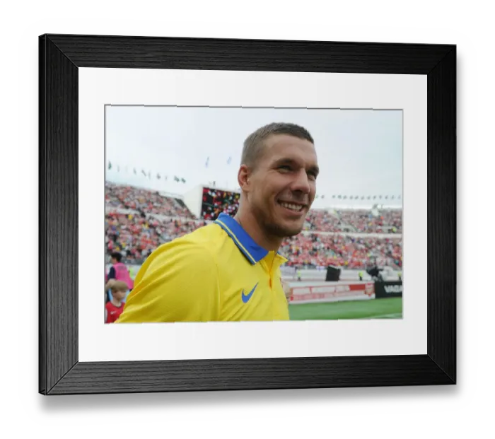 Framed Print : Lukas Podolski: Arsenal's Ready-to-Go Striker in Pre-Season Clash Against Manchester City (Finland, 2013)