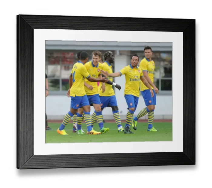 Framed Print : Arsenal Stars: Ramsey, Walcott, Cazorla, Giroud Celebrate Goals Against Manchester City (2013-14 Pre-Season) Framed Print : Arsenal Stars: Ramsey, Walcott, Cazorla, Giroud Celebrate Goals Against Manchester City (2013-14 Pre-Season)
