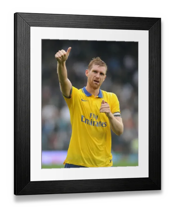 Framed Print : Per Mertesacker Celebrates Arsenal's Win Against Fulham in 2013-14 Premier League