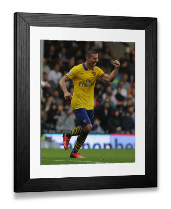 Framed Print : Podolski Scores Arsenal's Second: Fulham vs. Arsenal, Premier League 2013-14 Framed Print : Podolski Scores Arsenal's Second: Fulham vs. Arsenal, Premier League 2013-14