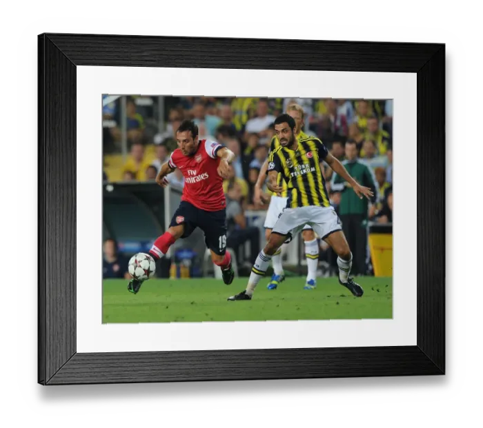 Framed Print : Santi Cazorla Outmaneuvers Bekir Irtgun: Arsenal's Champions League Battle against Fenerbahce, Istanbul 2013
